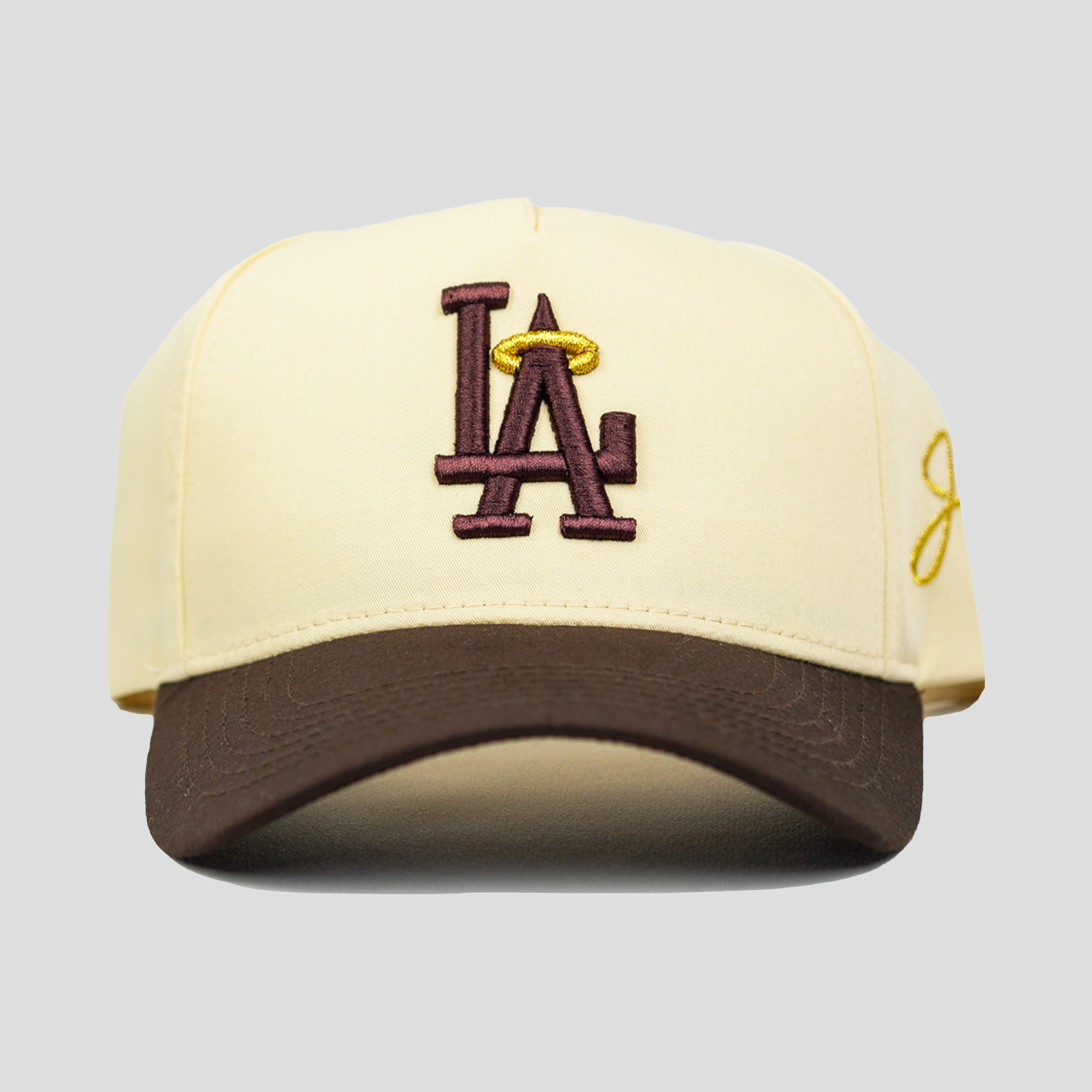 LA Halo Snapback Hat (CREAM/BROWN)